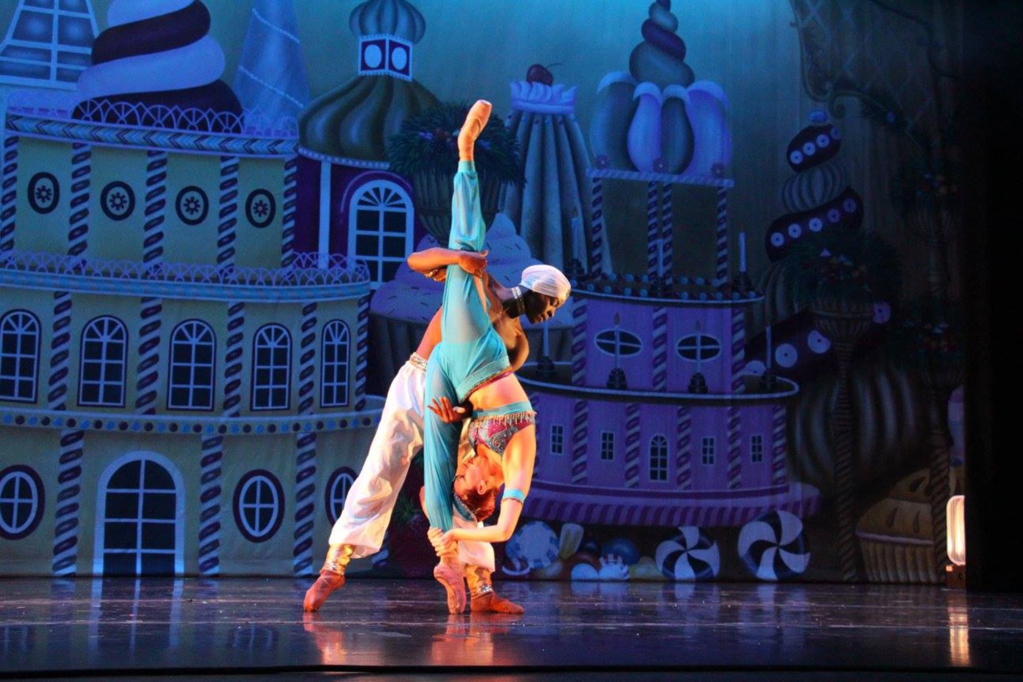 male and female dancers on stage during Florida Dance Theatre performance in Lakeland, FL