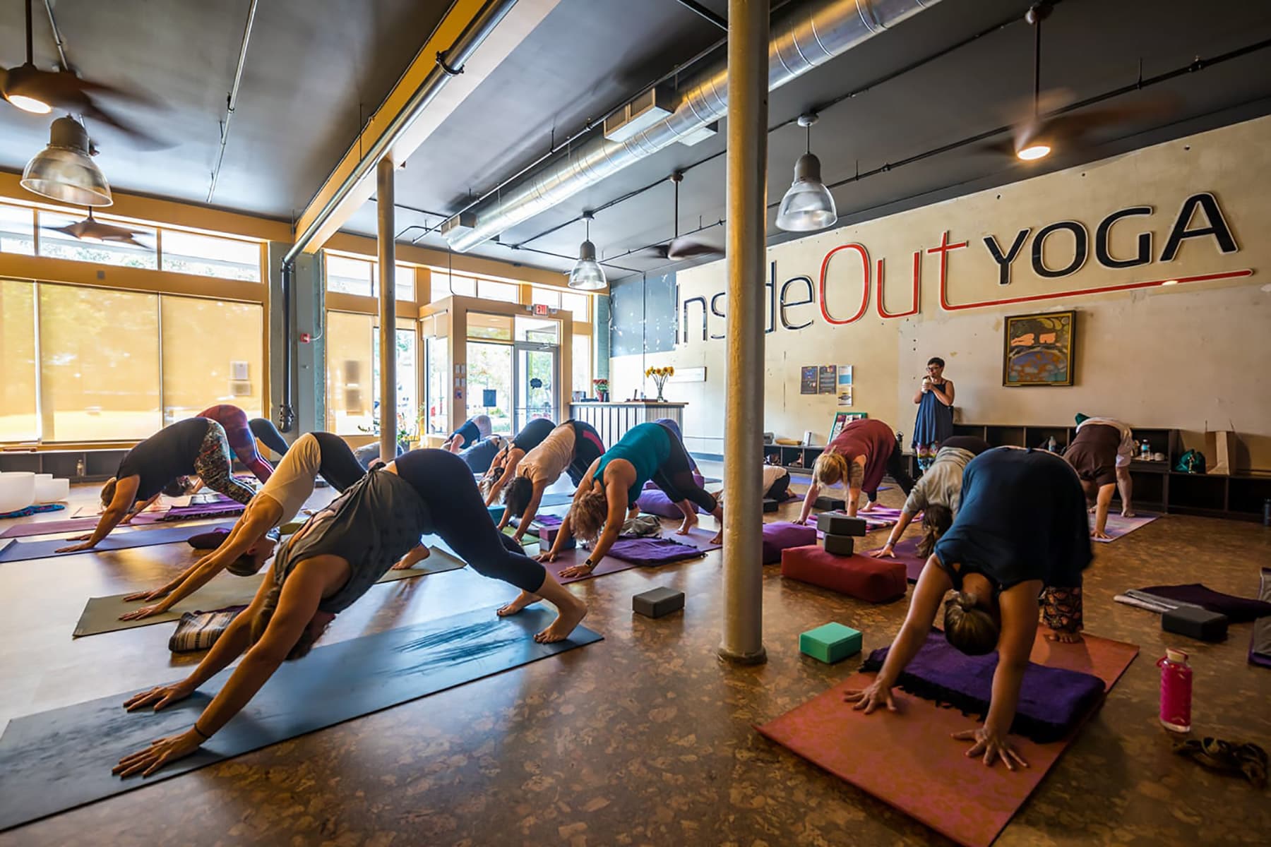 yoga class in session at Inside Out Yoga in downtown Winter Haven FL