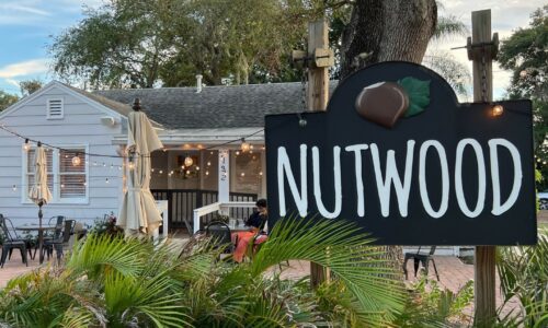 Nutwood's restaurant exterior and sign