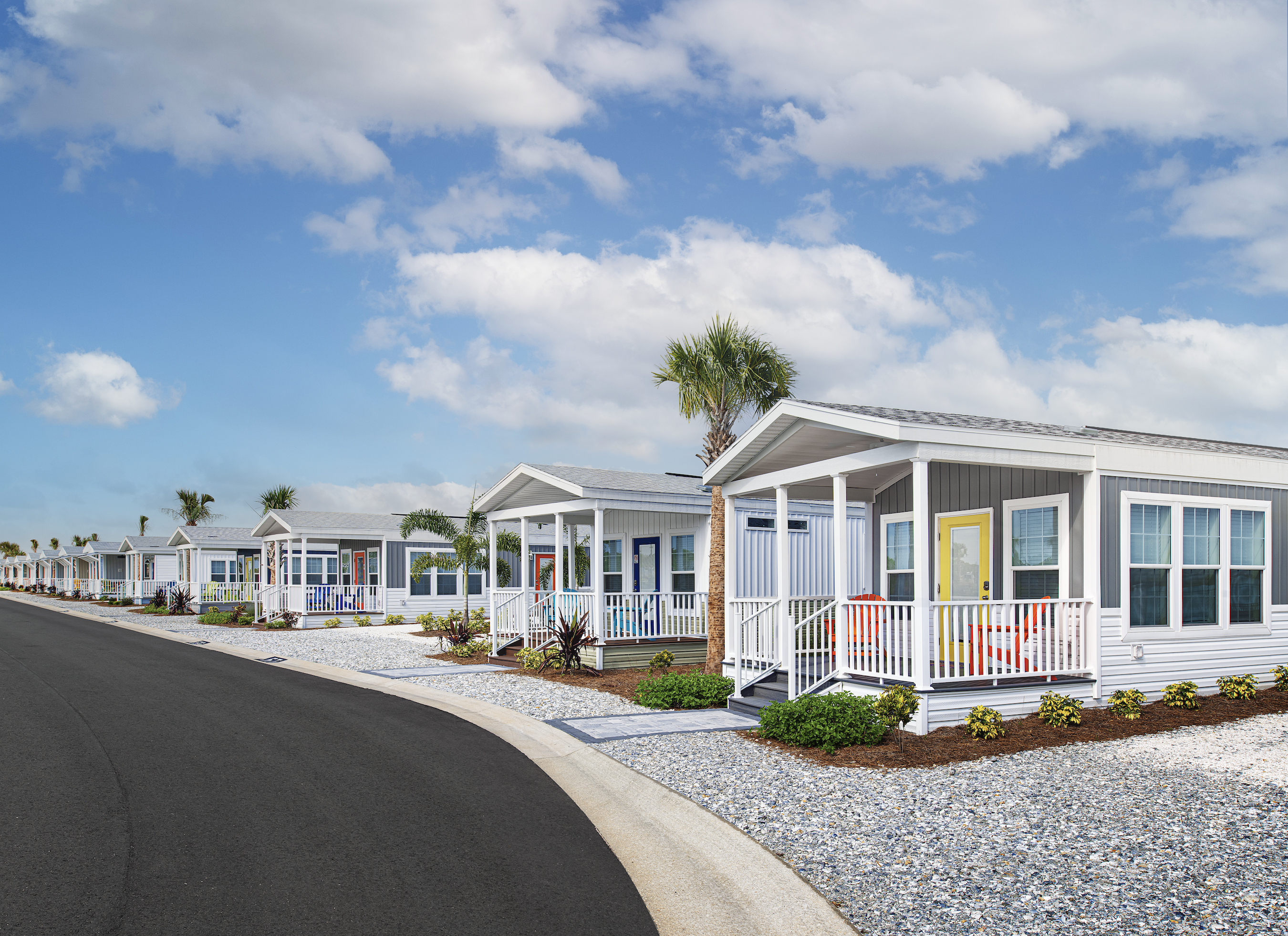 row of cabana cabins at camp margaritaville in auburndale